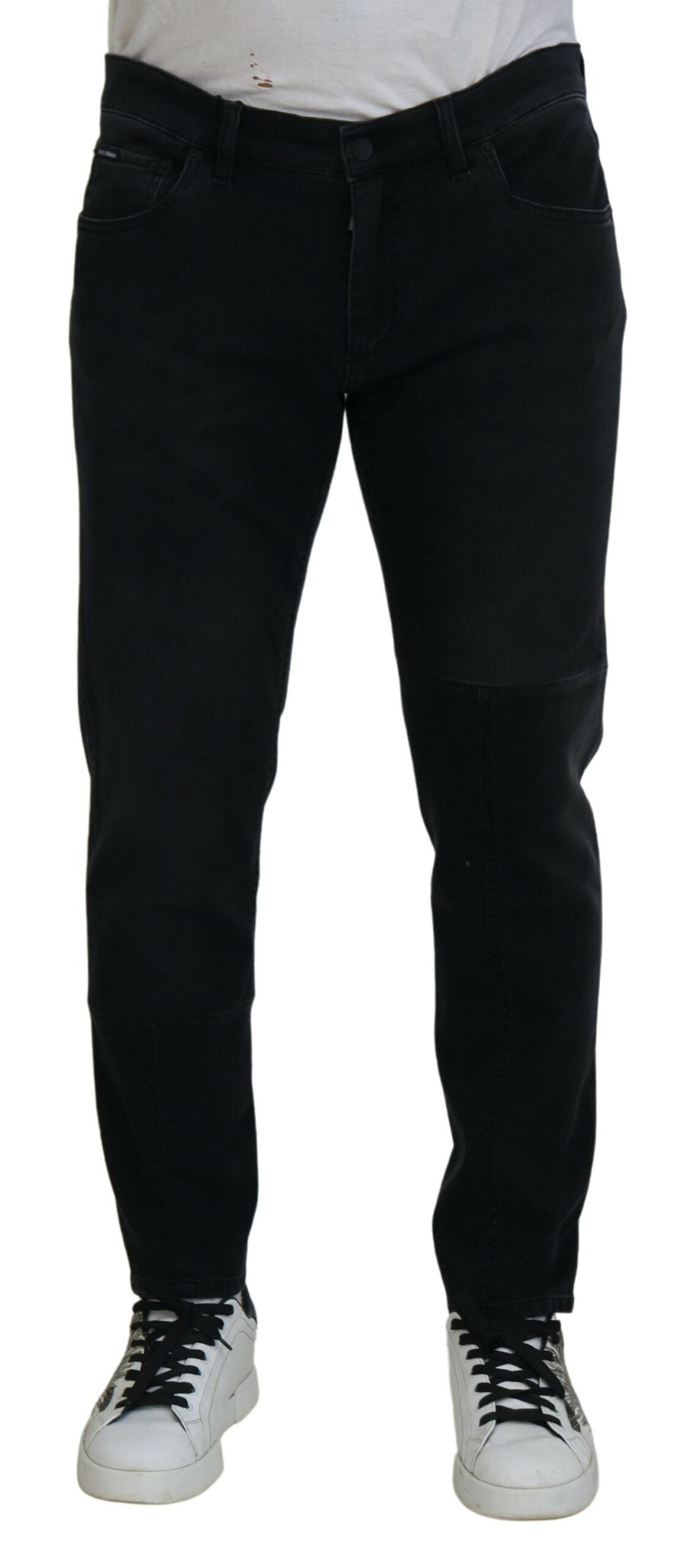 Vaqueros pitillo Dolce & Gabbana con bordado de ángel en color negro