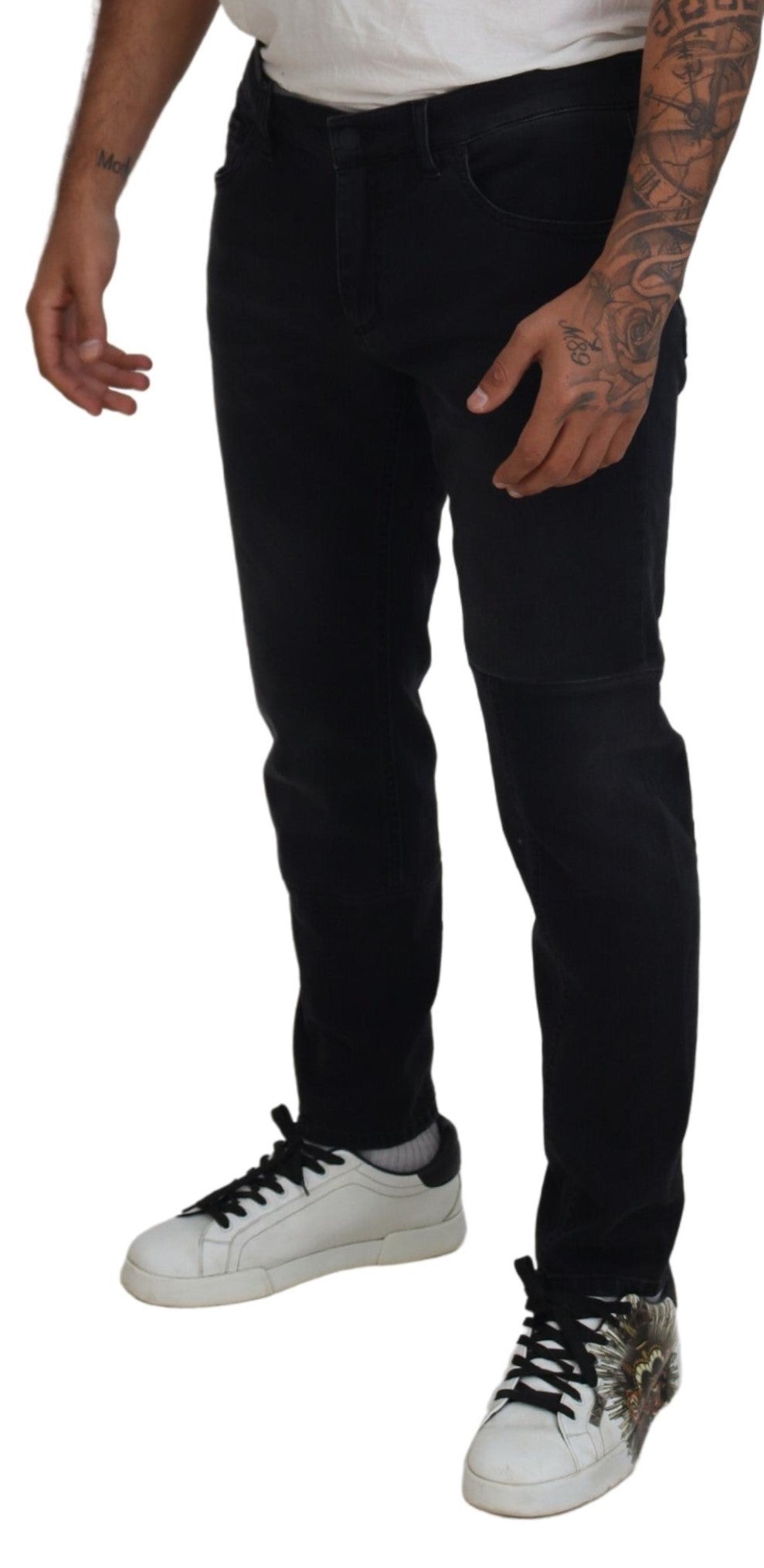 Vaqueros pitillo Dolce & Gabbana con bordado de ángel en color negro