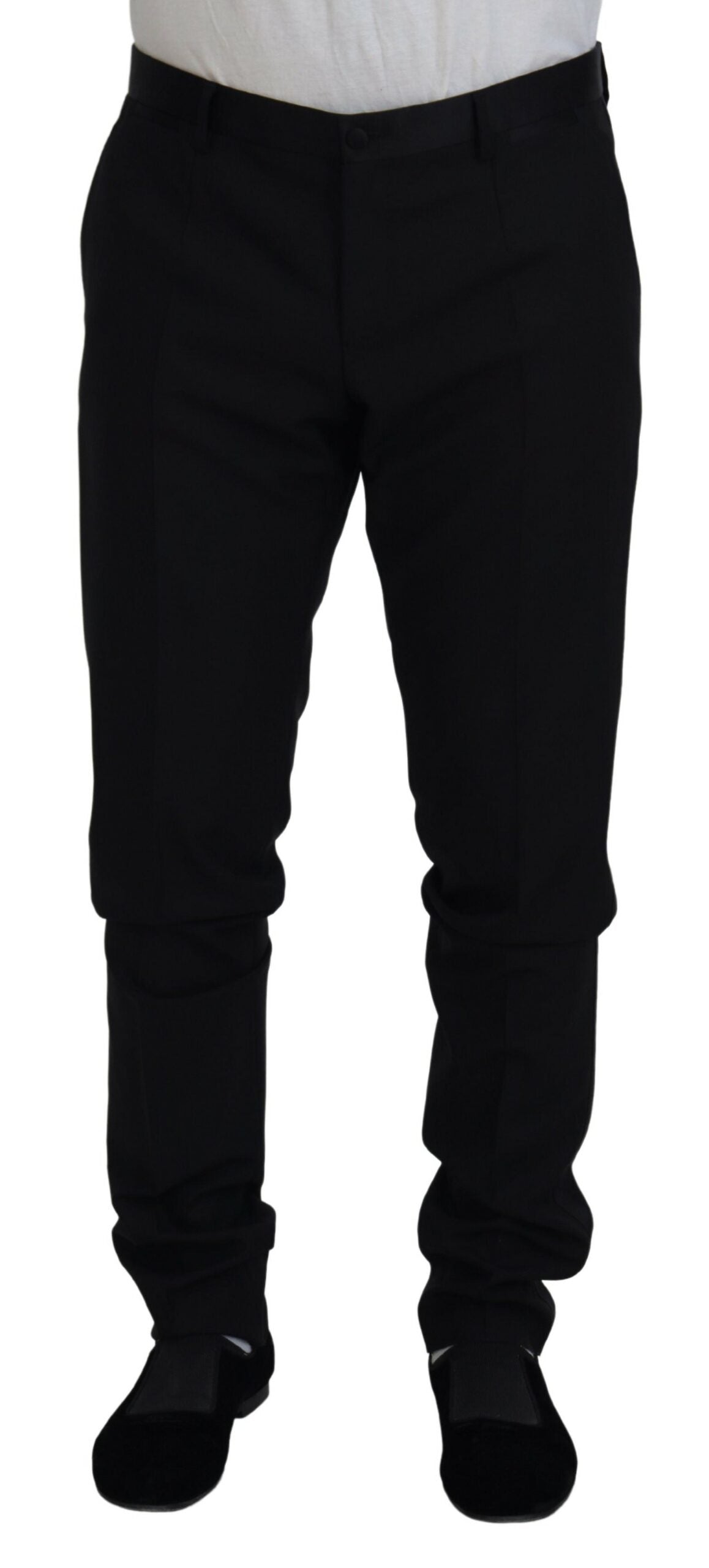 Pantalon habillé formel chino en laine noire Dolce & Gabbana