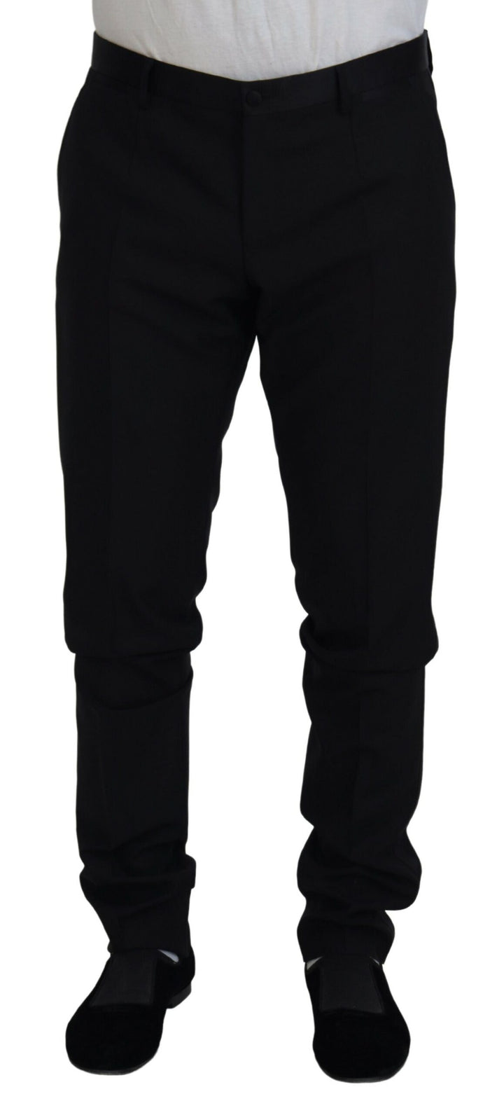 Pantalon habillé formel chino en laine noire Dolce & Gabbana