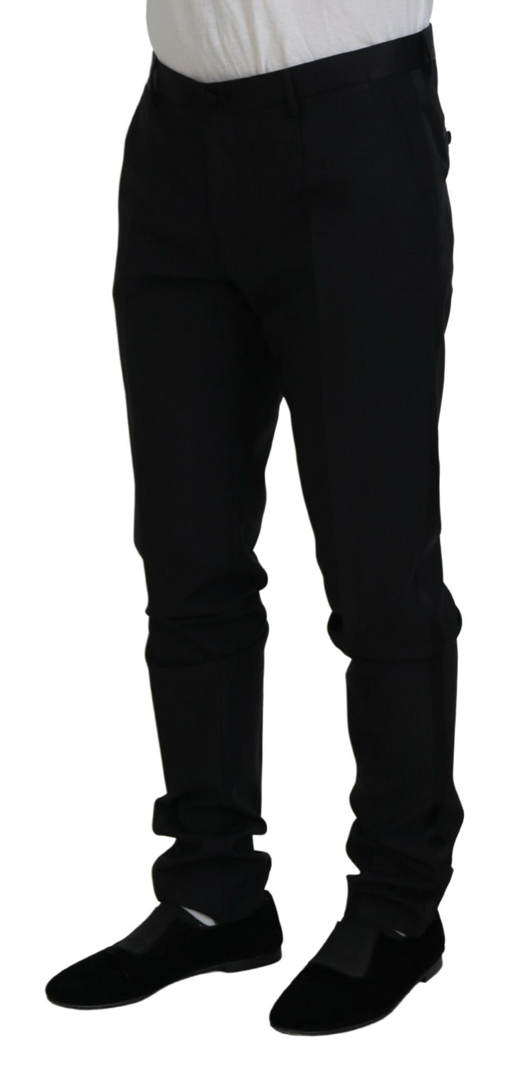 Pantalon habillé formel chino en laine noire Dolce & Gabbana