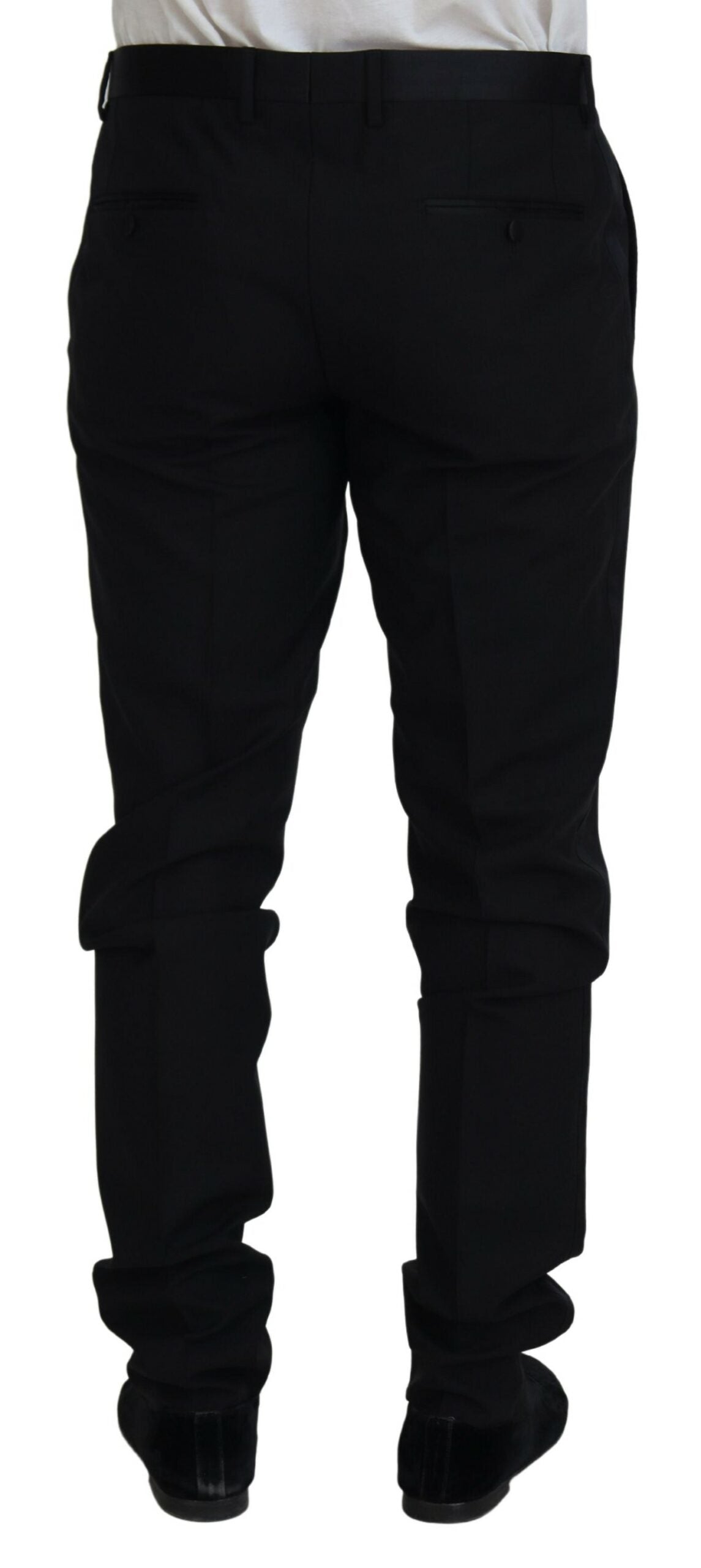 Pantalon habillé formel chino en laine noire Dolce & Gabbana
