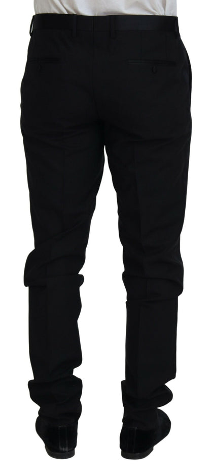 Pantalon habillé formel chino en laine noire Dolce & Gabbana
