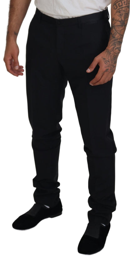 Pantalon habillé formel chino en laine noire Dolce & Gabbana