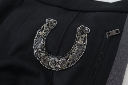 Pantalon de jogging Dolce & Gabbana en laine noire avec fer à cheval
