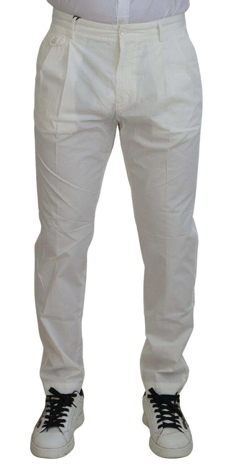 Pantalon Chino Skinny en Coton Blanc Dolce & Gabbana
