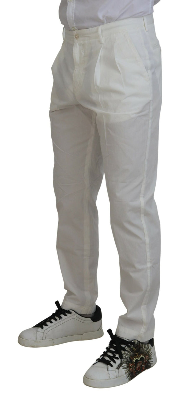 Pantalon Chino Skinny en Coton Blanc Dolce & Gabbana