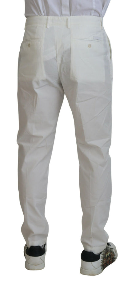 Pantalon Chino Skinny en Coton Blanc Dolce & Gabbana