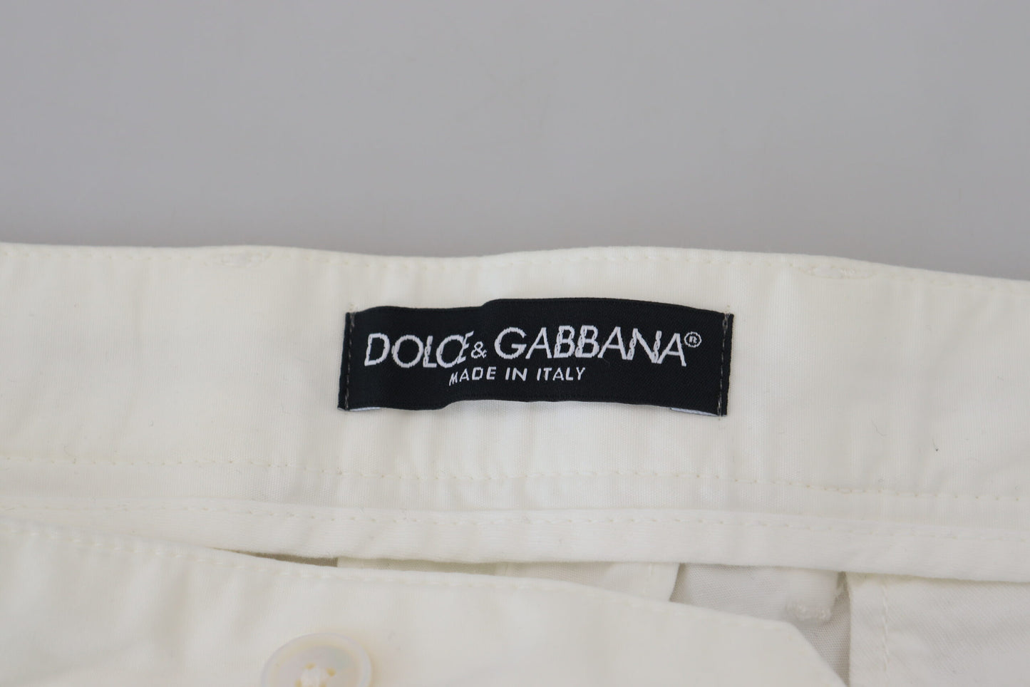 Pantalon Chino Skinny en Coton Blanc Dolce & Gabbana