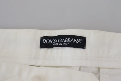 Pantalon Chino Skinny en Coton Blanc Dolce & Gabbana