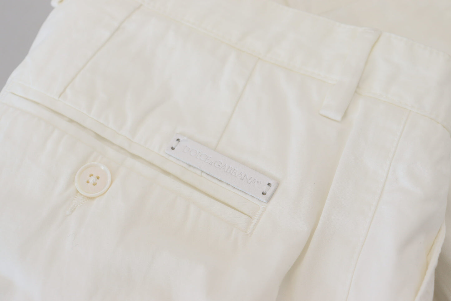 Pantalon Chino Skinny en Coton Blanc Dolce & Gabbana