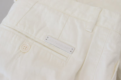 Pantalon Chino Skinny en Coton Blanc Dolce & Gabbana