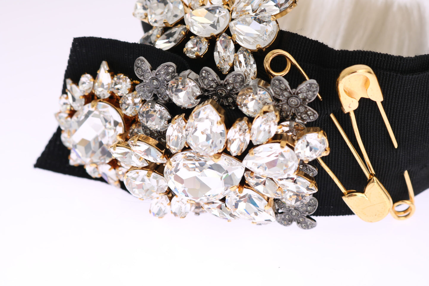 Serre-tête diadème Dolce & Gabbana en cristal noir et cheveux blancs Parrucchiera