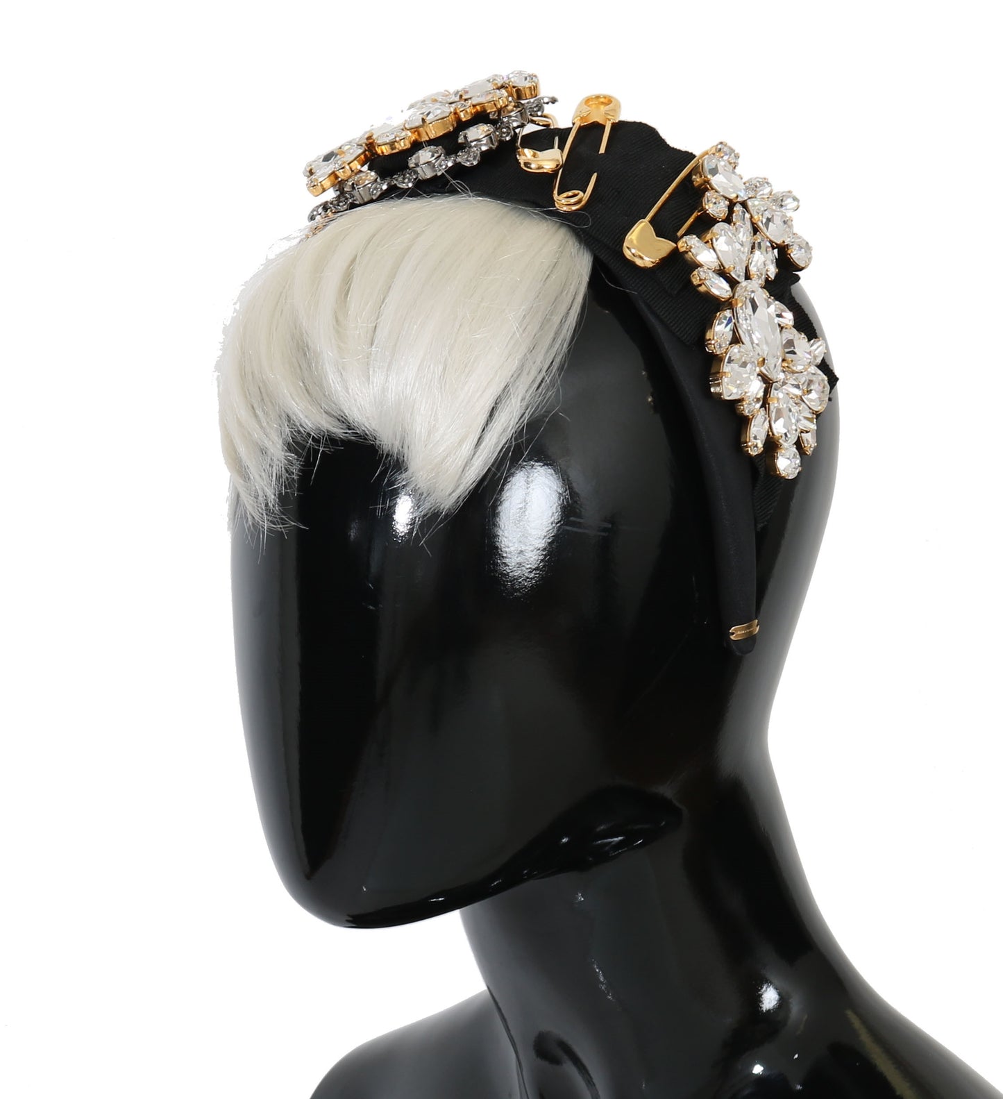 Serre-tête diadème Dolce & Gabbana en cristal noir et cheveux blancs Parrucchiera
