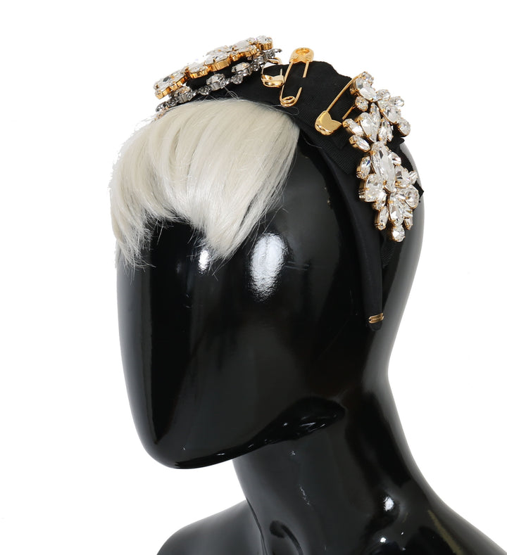 Serre-tête diadème Dolce & Gabbana en cristal noir et cheveux blancs Parrucchiera