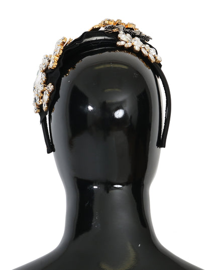 Serre-tête diadème Dolce & Gabbana en cristal noir et cheveux blancs Parrucchiera