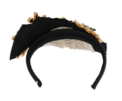 Serre-tête diadème Dolce & Gabbana en cristal noir et cheveux blancs Parrucchiera