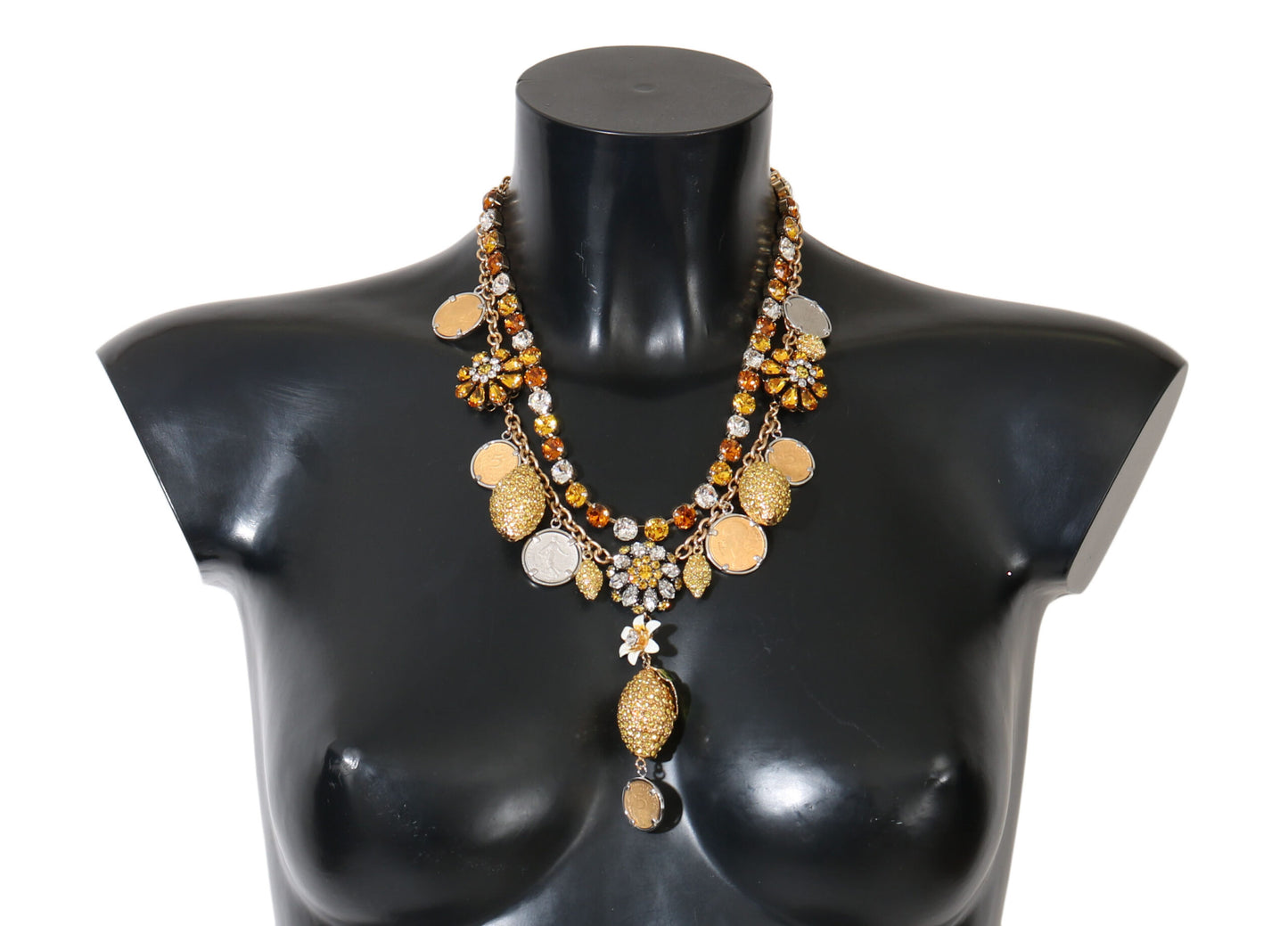 Collier Dolce & Gabbana ananas en laiton doré et cristal à logo