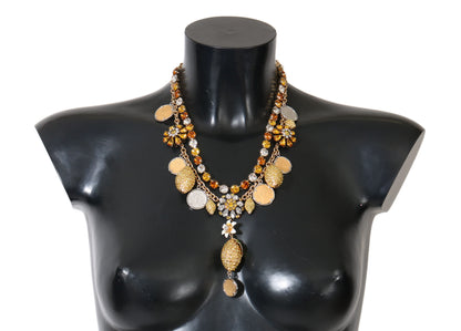 Collier Dolce & Gabbana ananas en laiton doré et cristal à logo