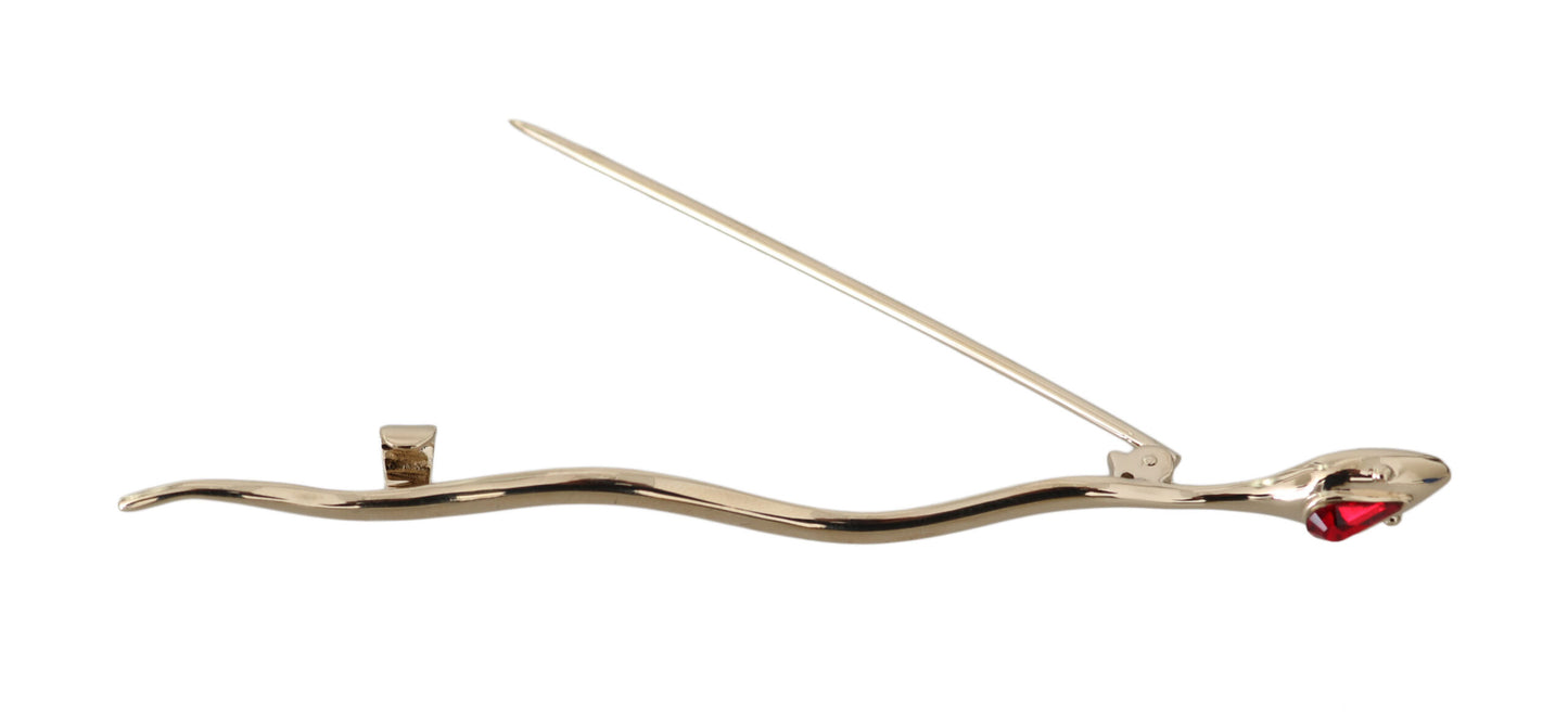 Broche serpent Dolce & Gabbana en laiton argenté et cristal