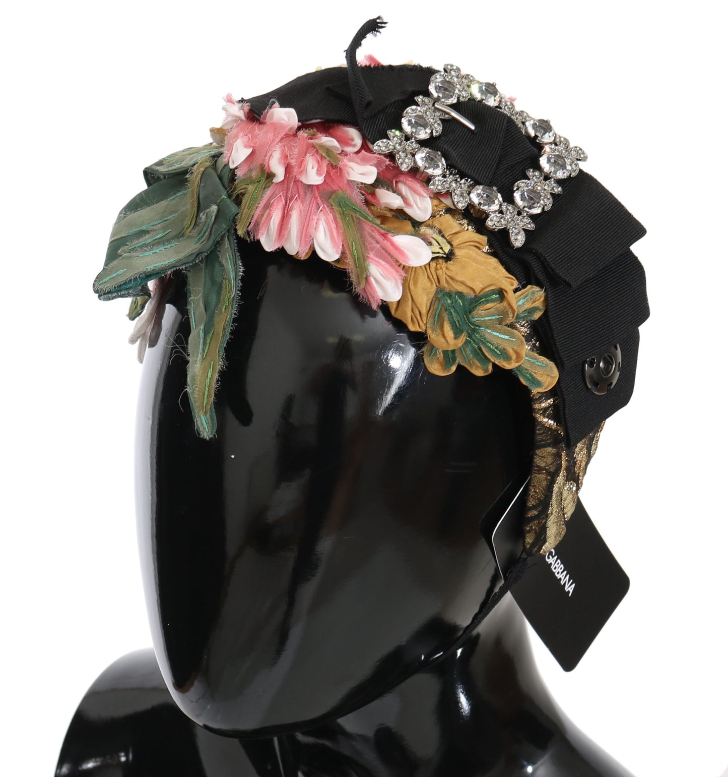 Serre-tête diadème Dolce & Gabbana multicolore avec nœud floral en cristal
