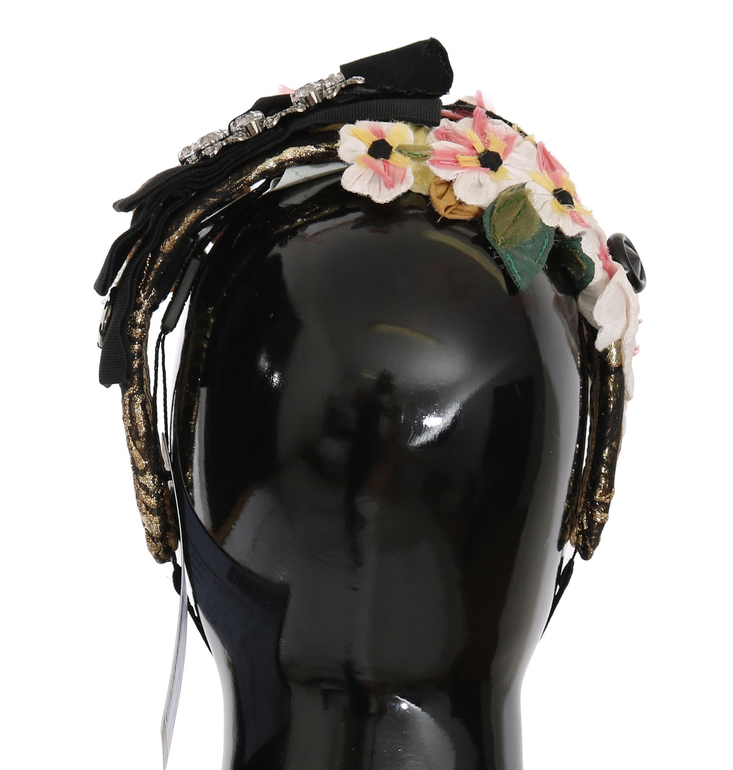 Serre-tête diadème Dolce & Gabbana multicolore avec nœud floral en cristal