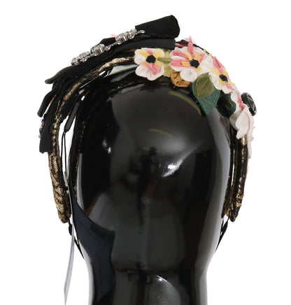 Serre-tête diadème Dolce & Gabbana multicolore avec nœud floral en cristal