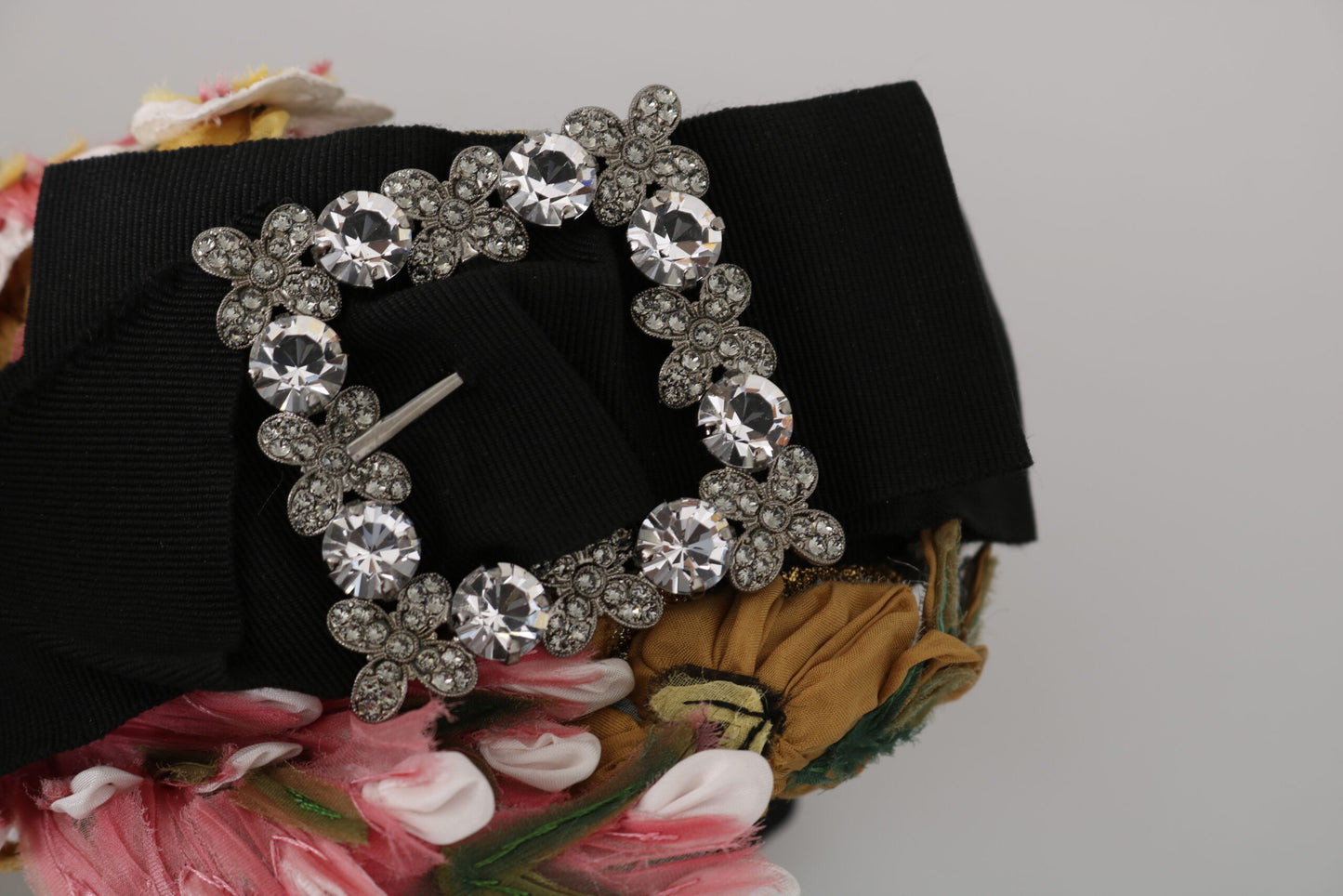 Serre-tête diadème Dolce & Gabbana multicolore avec nœud floral en cristal