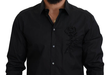 Chemise Dolce & Gabbana en coton slim fit Roses Noires