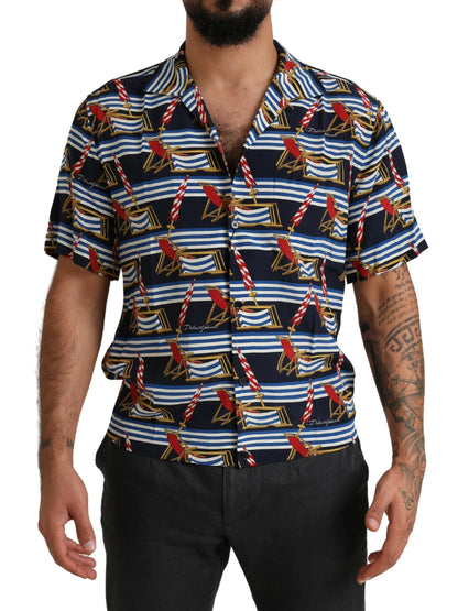 Chemise à manches courtes Dolce & Gabbana multicolore motif chaise de plage