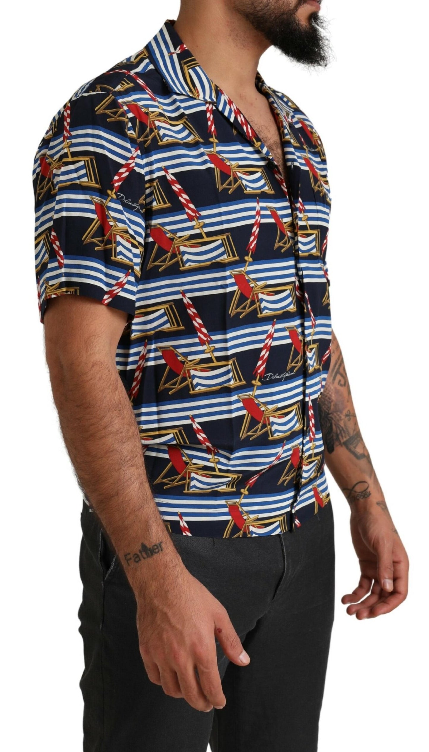 Chemise à manches courtes Dolce & Gabbana multicolore motif chaise de plage