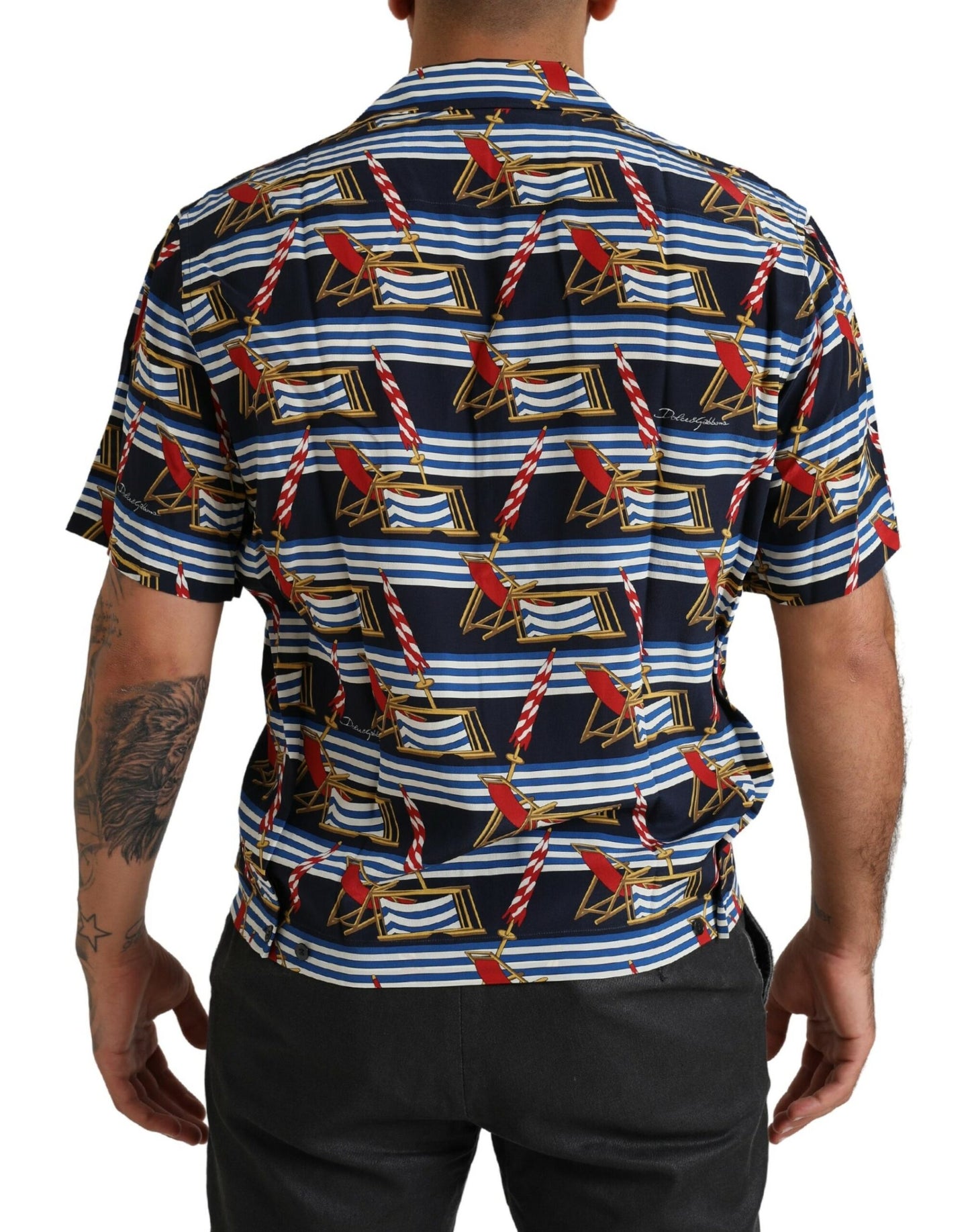 Chemise à manches courtes Dolce & Gabbana multicolore motif chaise de plage