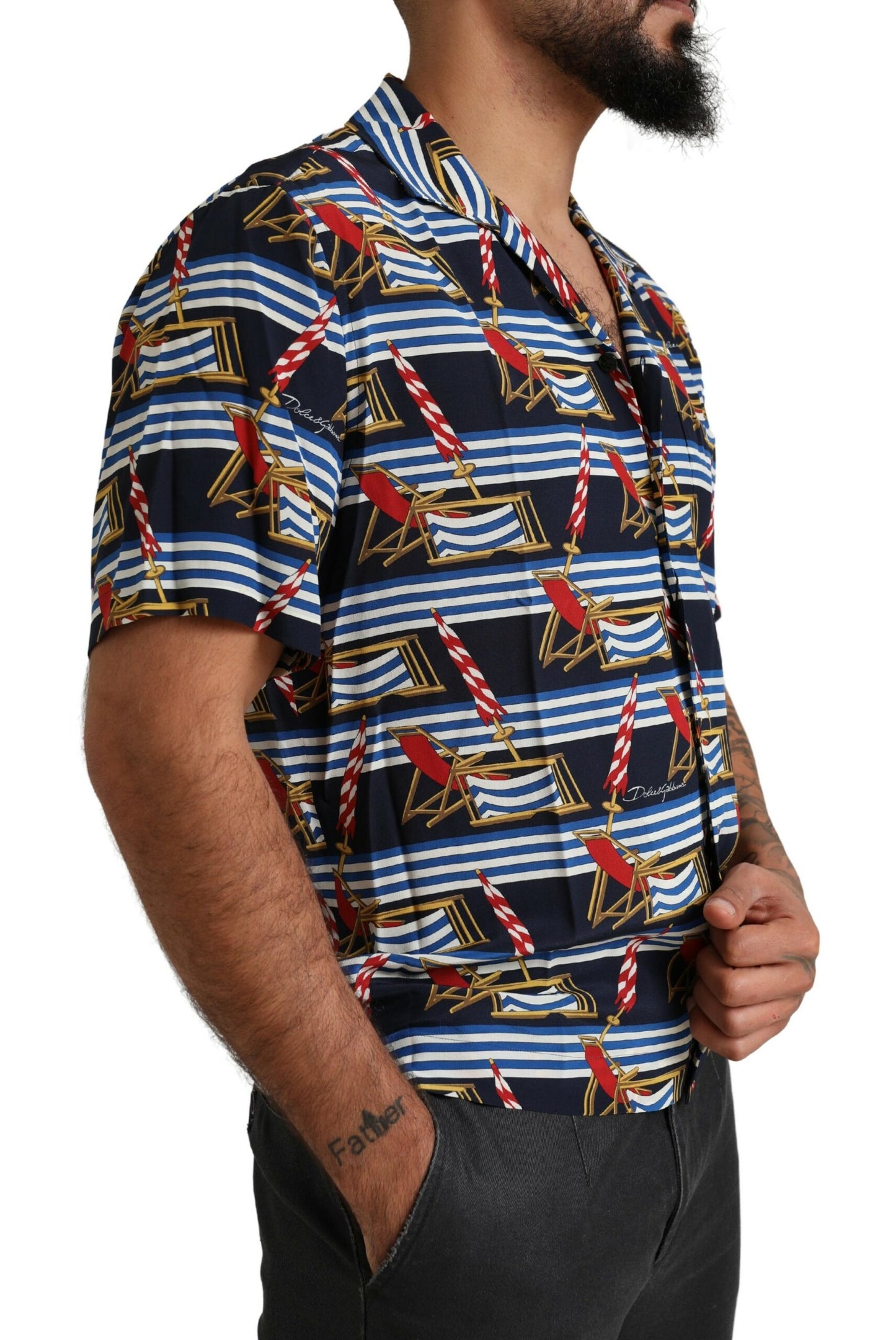 Chemise à manches courtes Dolce & Gabbana multicolore motif chaise de plage