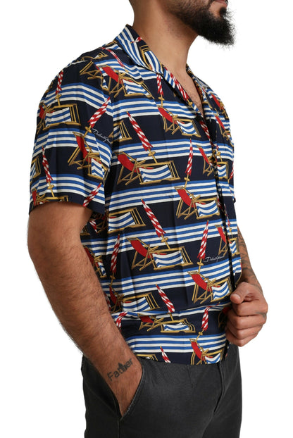 Chemise à manches courtes Dolce & Gabbana multicolore motif chaise de plage