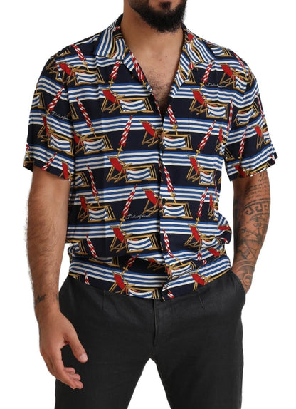 Chemise à manches courtes Dolce & Gabbana multicolore motif chaise de plage