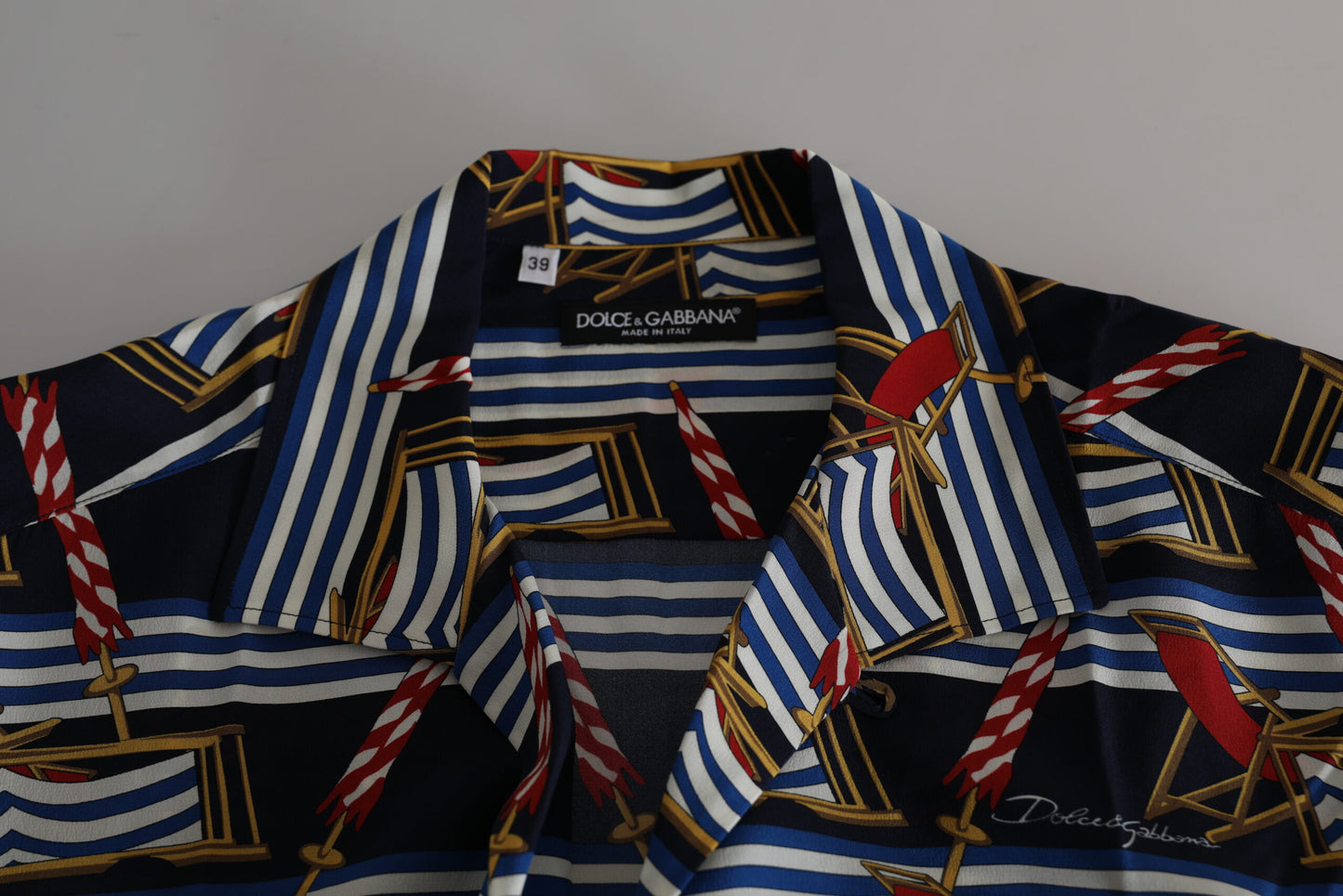 Chemise à manches courtes Dolce & Gabbana multicolore motif chaise de plage