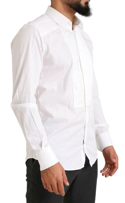 Chemise de Soirée Smoking Dolce & Gabbana GOLD en Coton Blanc