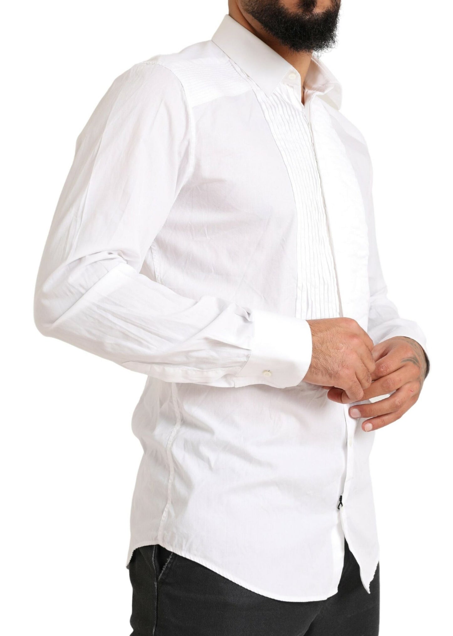 Chemise de Soirée Smoking Dolce & Gabbana GOLD en Coton Blanc