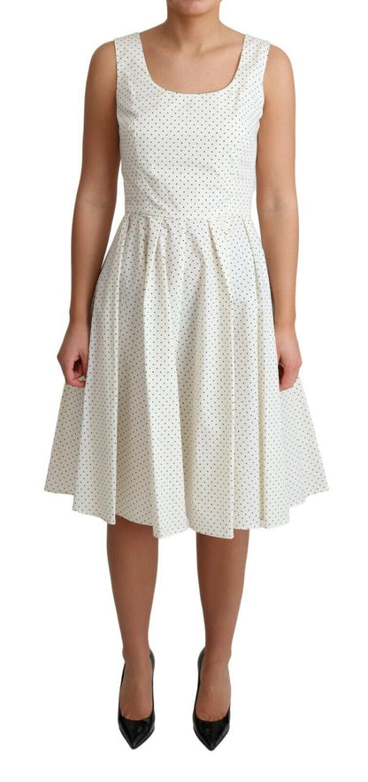 Robe trapèze en coton à pois blancs Dolce & Gabbana