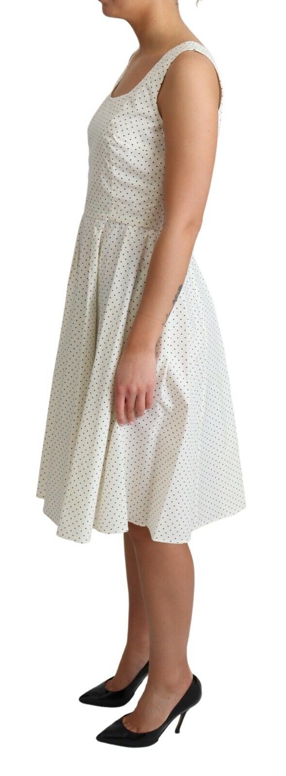 Robe trapèze en coton à pois blancs Dolce & Gabbana