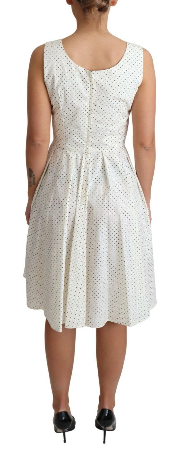 Robe trapèze en coton à pois blancs Dolce & Gabbana