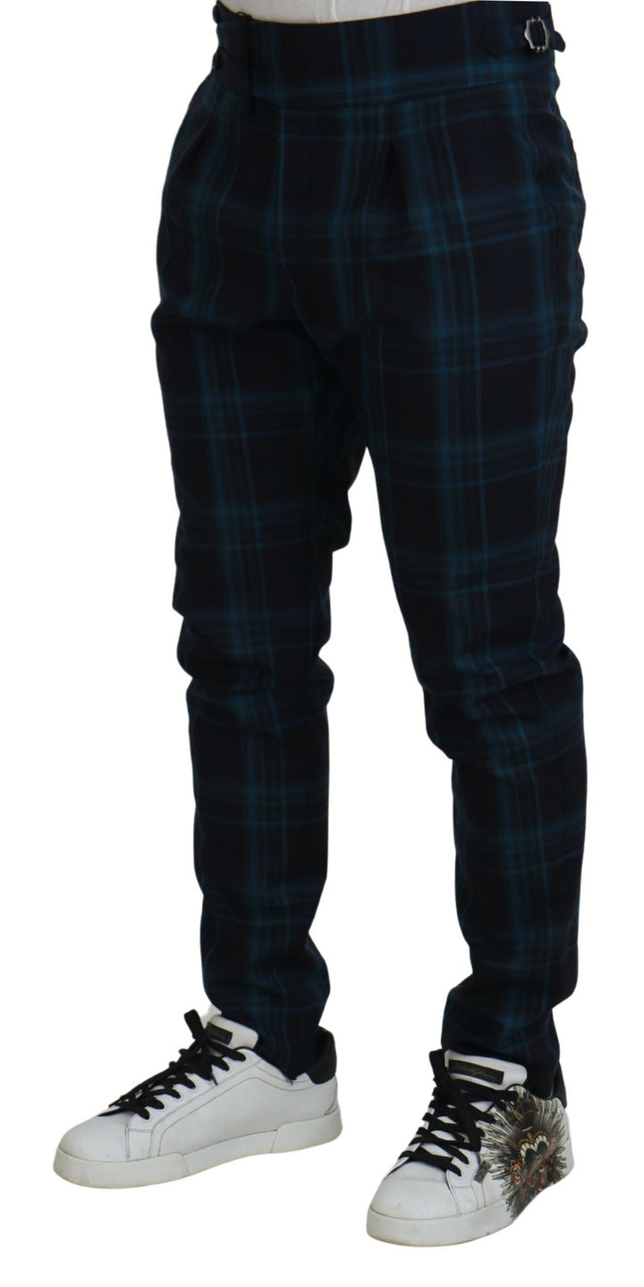 Pantalon de laine à carreaux bleus et violets Dolce & Gabbana