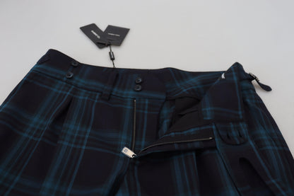 Pantalon de laine à carreaux bleus et violets Dolce & Gabbana