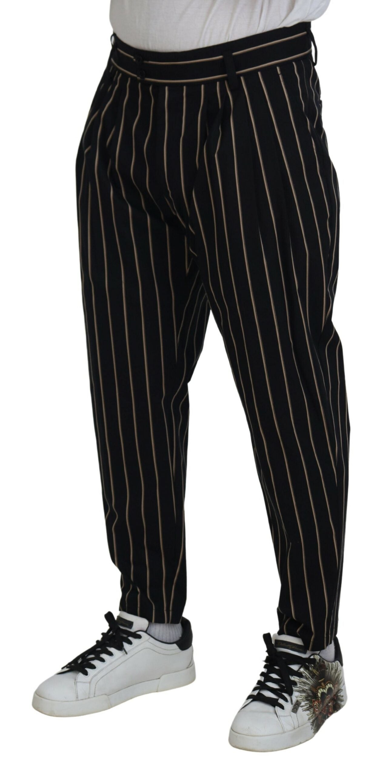 Pantalon Dolce & Gabbana en coton stretch à rayures noires et beiges
