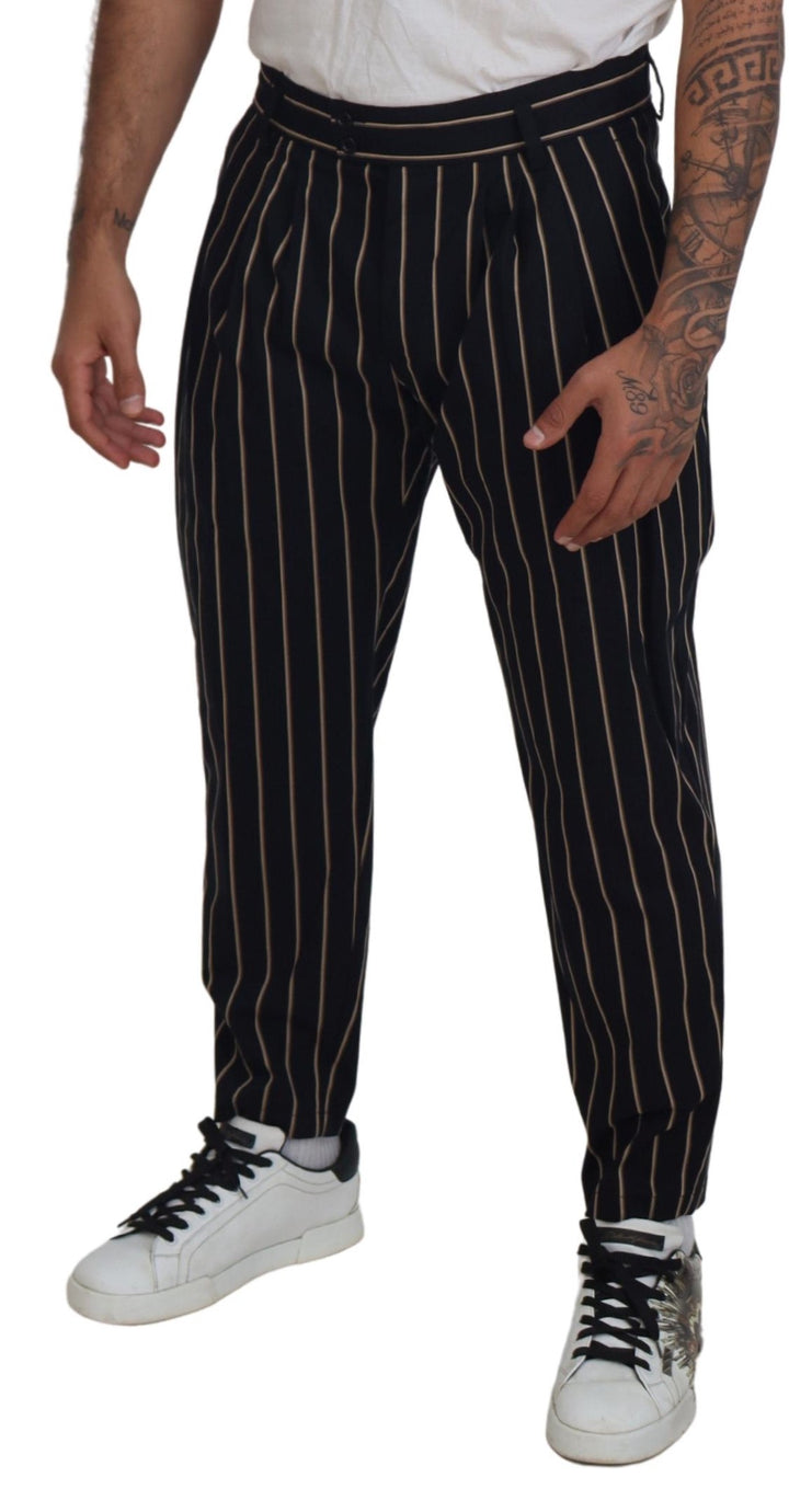 Pantalon Dolce & Gabbana en coton stretch à rayures noires et beiges
