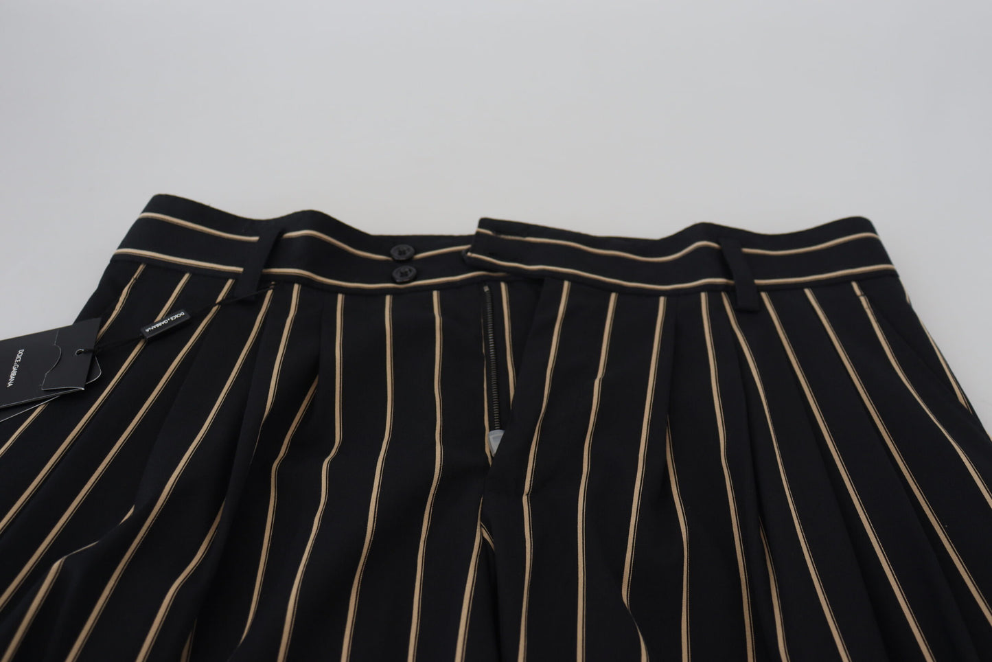 Pantalon Dolce & Gabbana en coton stretch à rayures noires et beiges