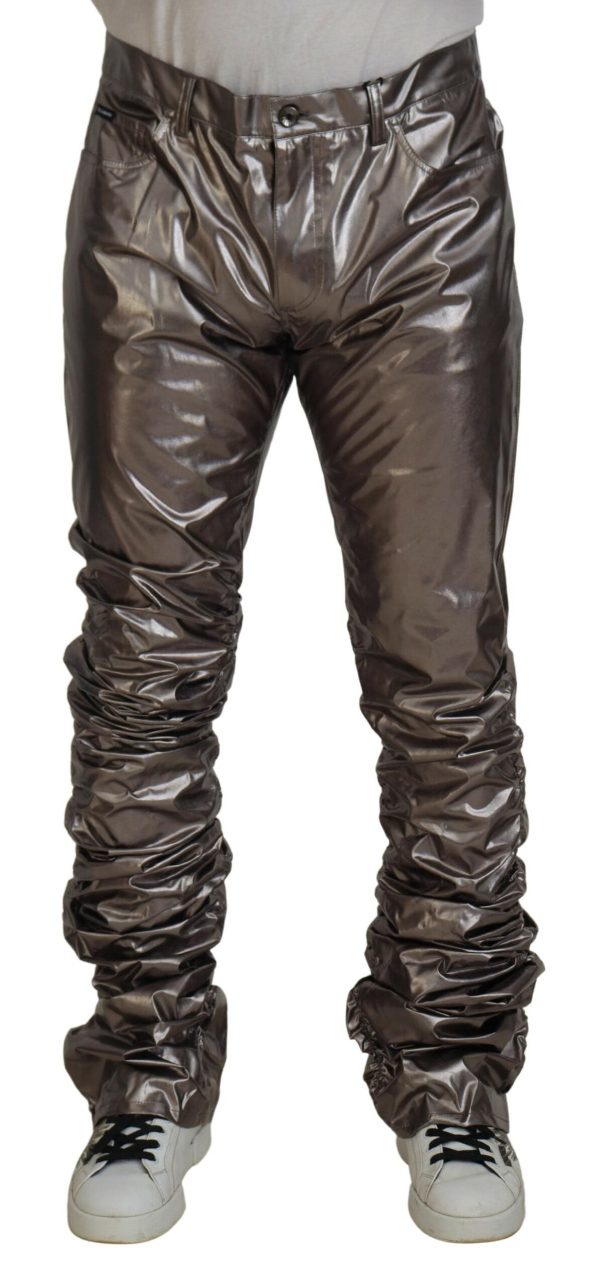 Pantalon Dolce & Gabbana en nylon stretch métallisé argenté