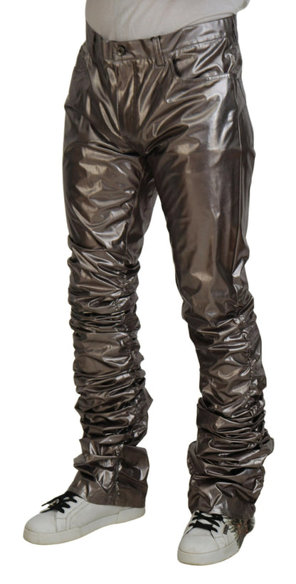 Pantalon Dolce & Gabbana en nylon stretch métallisé argenté