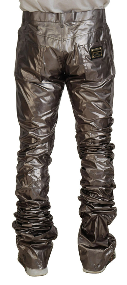 Pantalon Dolce & Gabbana en nylon stretch métallisé argenté