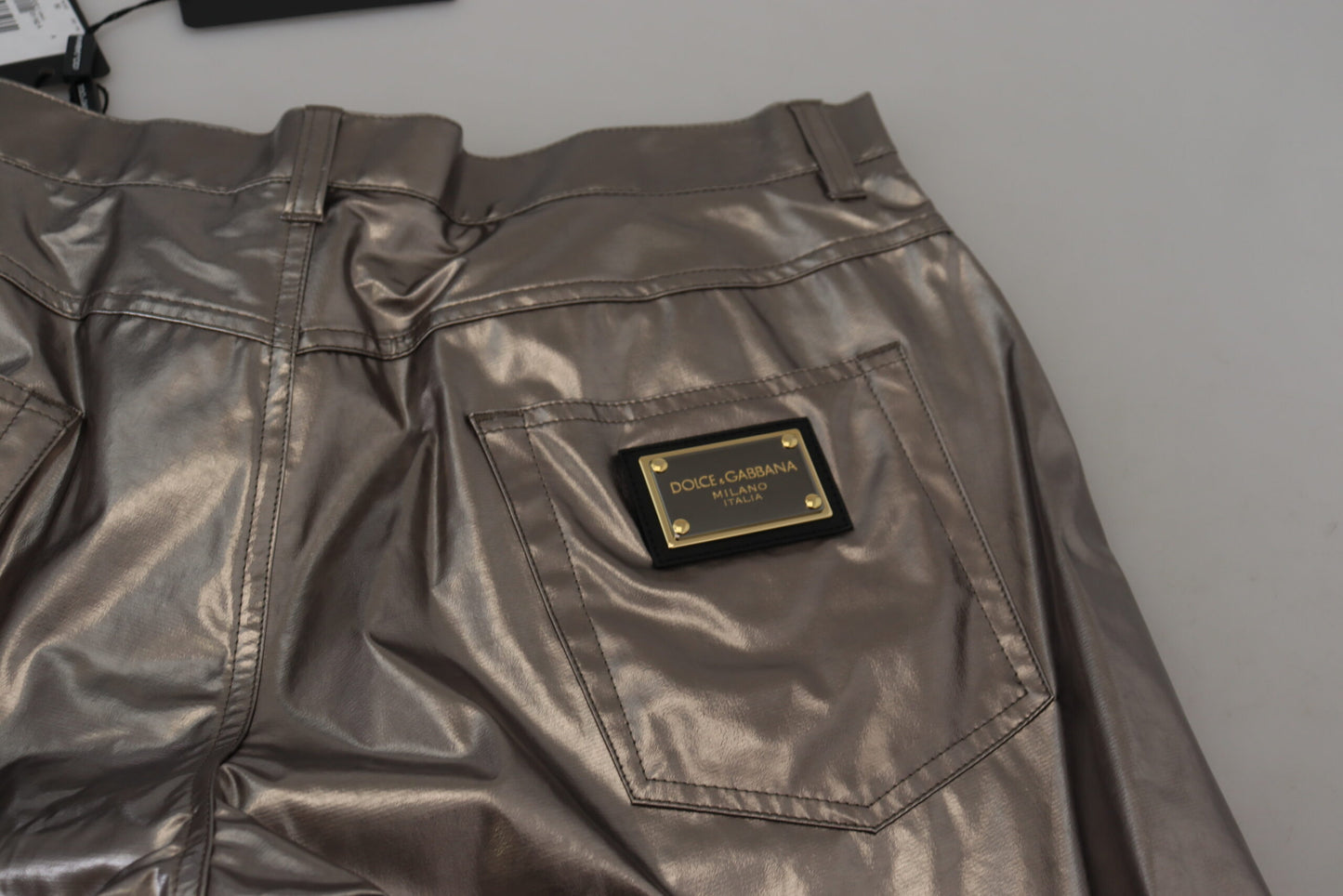 Pantalon Dolce & Gabbana en nylon stretch métallisé argenté